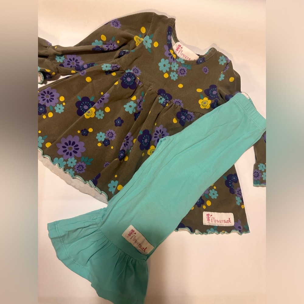 12-18M flowersak Tunic + Ruffle Bottoms